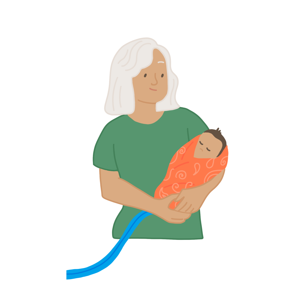 Grandmother Holds Baby after loss using CuddleCot