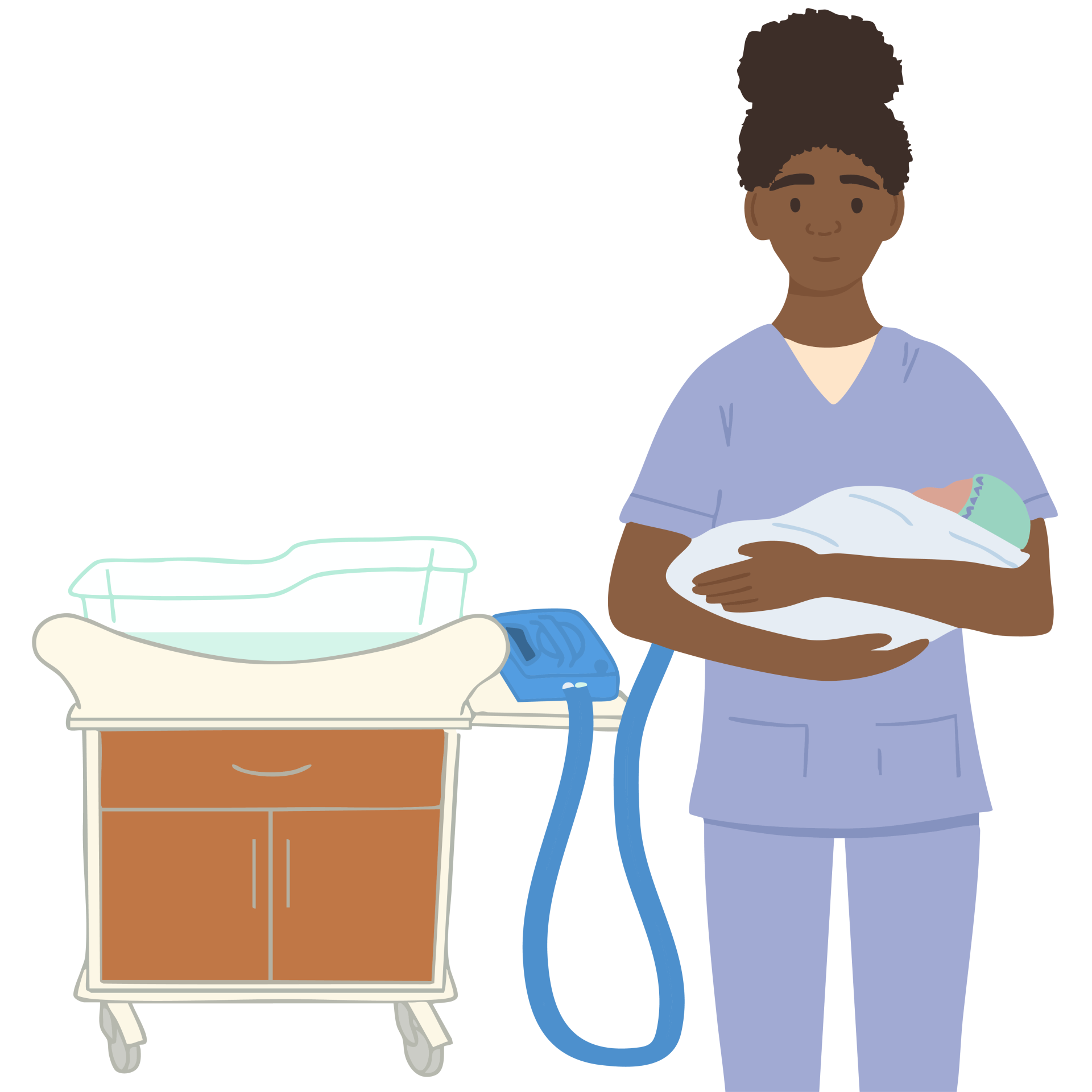 Health care professional holding baby after loss using a CuddleCot cold cot
