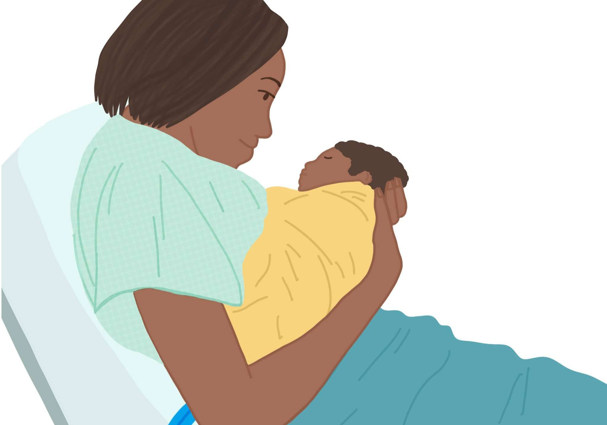 Mother Holds Baby using CuddleCot pads