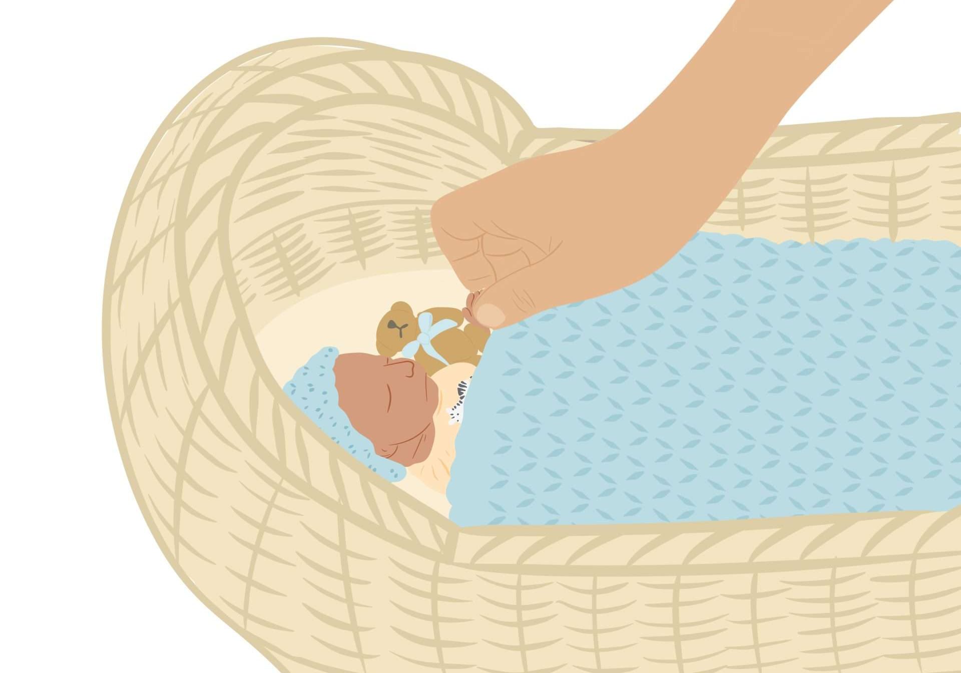 Pre-term baby gently cooled in hospital basket